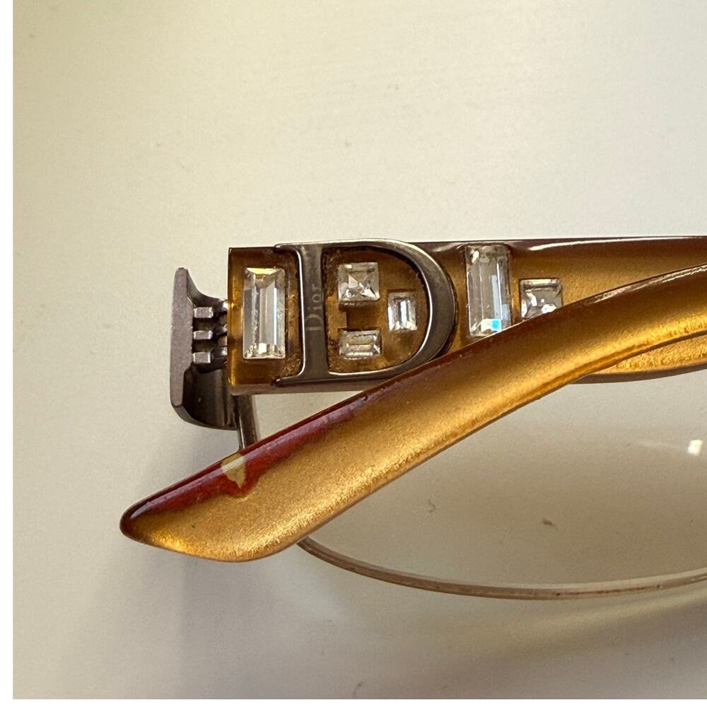 Christian Dior RARE Gold Baguette Jeweled CD3706 NLY 135 Eyeglasses Bella Hadid - Picture 4 of 9